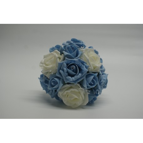 Bridal Wedding Posy with Light Blue and White Roses